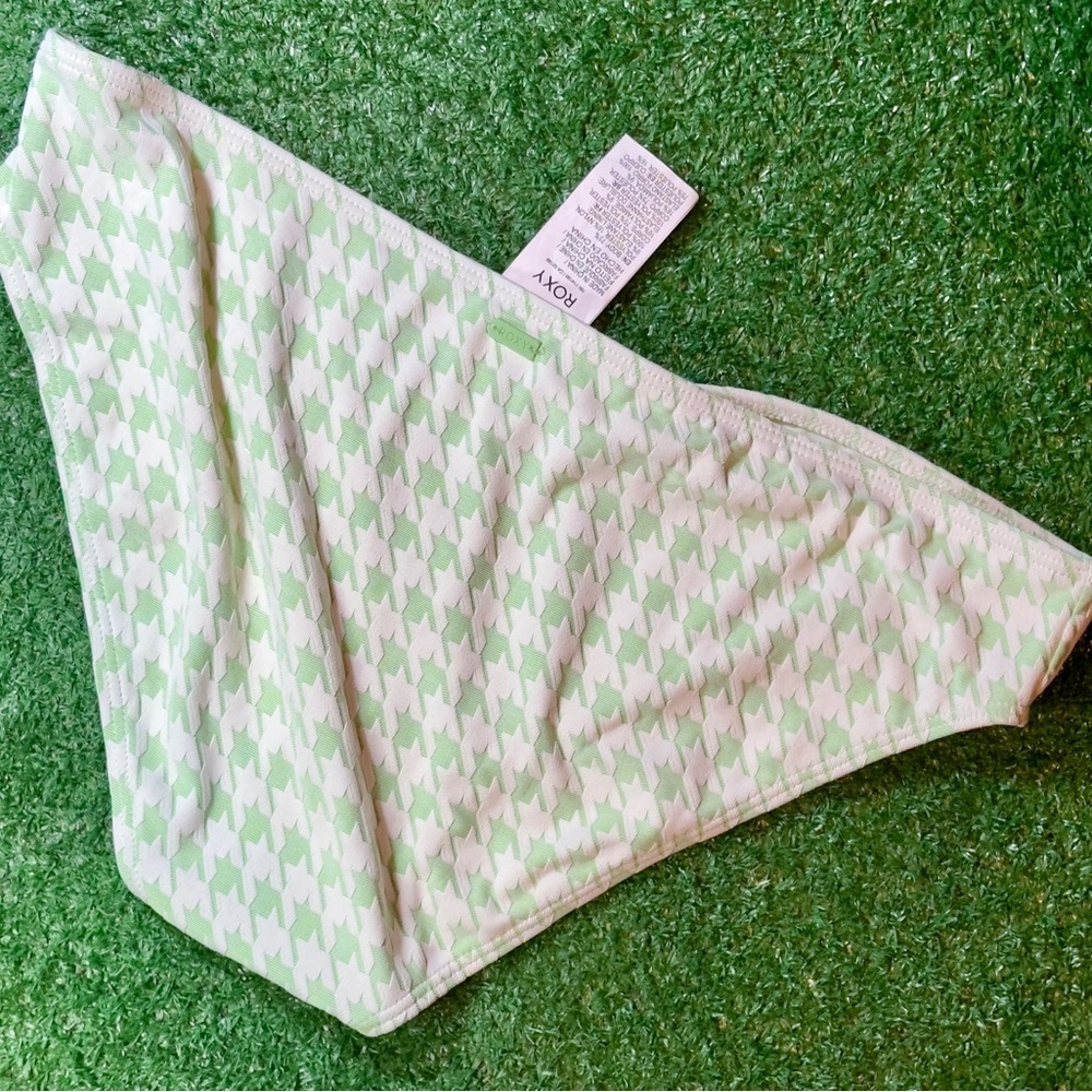 Roxy Mint Green & White Houndstooth Bikini Swimwear
